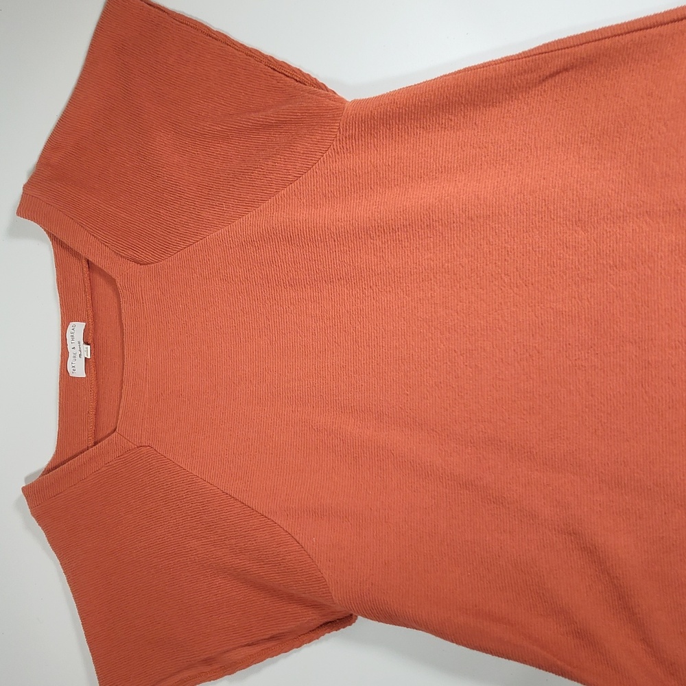 Madewell Texture & Thread Square Neck Ribbed Orange Dress S - Picture 6 of 12